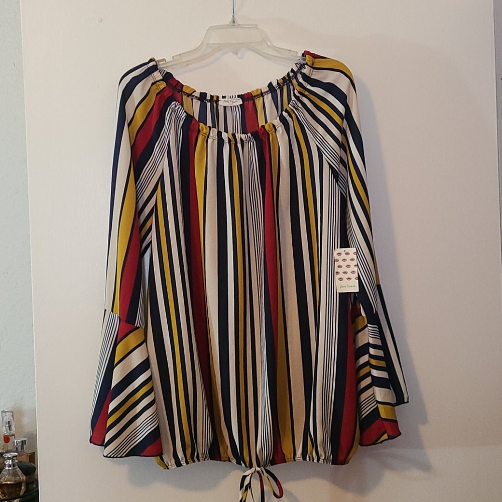 Multi-colored Bell Sleeved Blouse